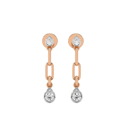 1/4 CT. PaperClip Natural Diamond Drop Earrings