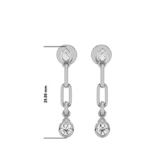 1/4 CT. PaperClip Natural Diamond Drop Earrings