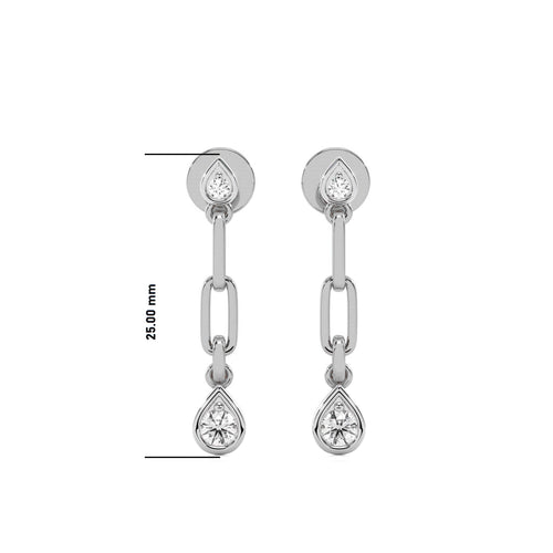 1/4 CT. PaperClip Natural Diamond Drop Earrings