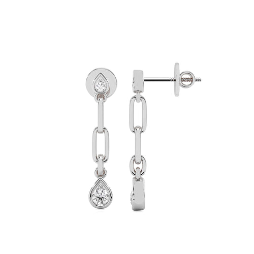 1/4 CT. PaperClip Natural Diamond Drop Earrings