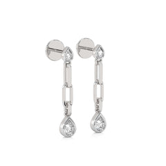 1/4 CT. PaperClip Natural Diamond Drop Earrings