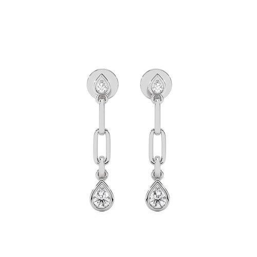 1/4 CT. PaperClip Natural Diamond Drop Earrings