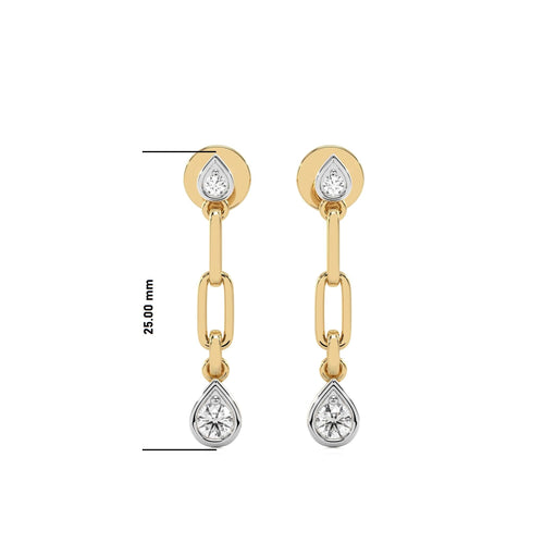 1/4 CT. PaperClip Natural Diamond Drop Earrings