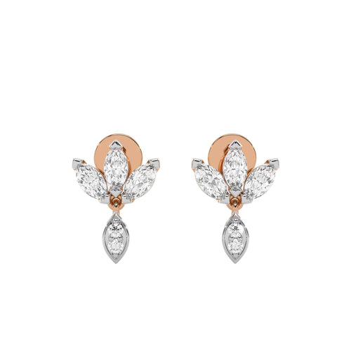 1 CT. Round and Marquise Natural Diamond leaf Earrings