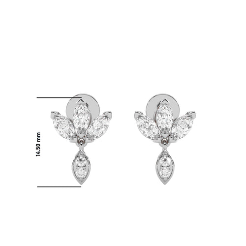1 CT. Round and Marquise Natural Diamond leaf Earrings