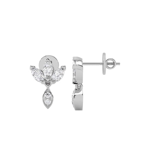 1 CT. Round and Marquise Natural Diamond leaf Earrings