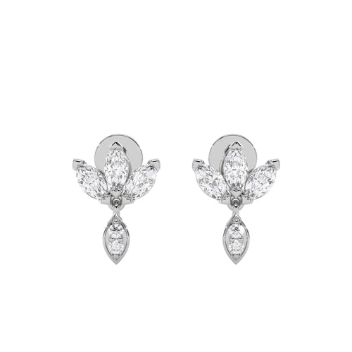 1 CT. Round and Marquise Natural Diamond leaf Earrings