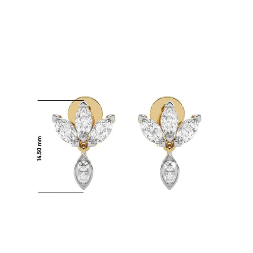 1 CT. Round and Marquise Natural Diamond leaf Earrings