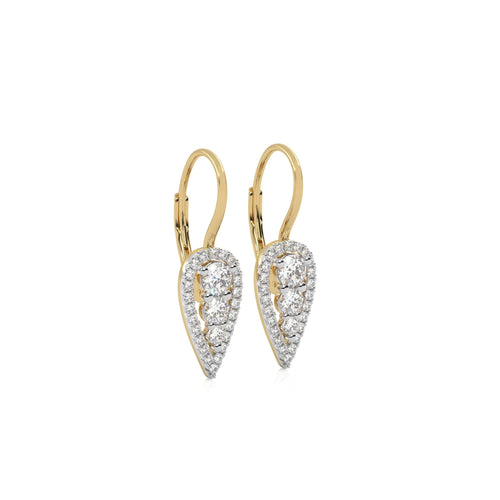1 CT. Round Natural Diamond Lever back drop Earrings