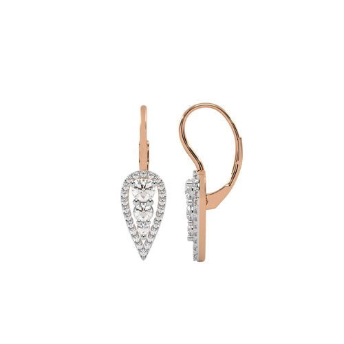 1 CT. Round Natural Diamond Lever back drop Earrings