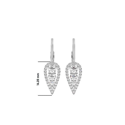 1 CT. Round Natural Diamond Lever back drop Earrings