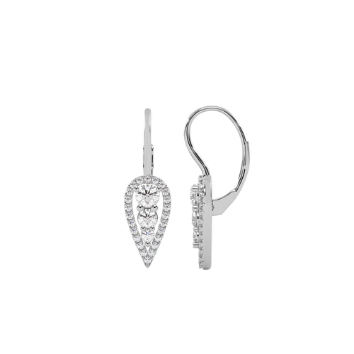 1 CT. Round Natural Diamond Lever back drop Earrings