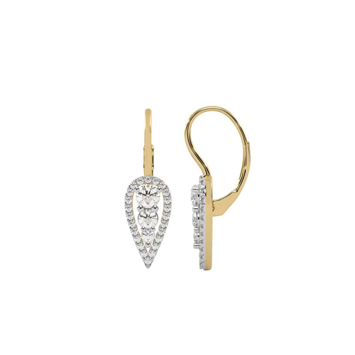 1 CT. Round Lab Created Diamond Lever back drop Earrings