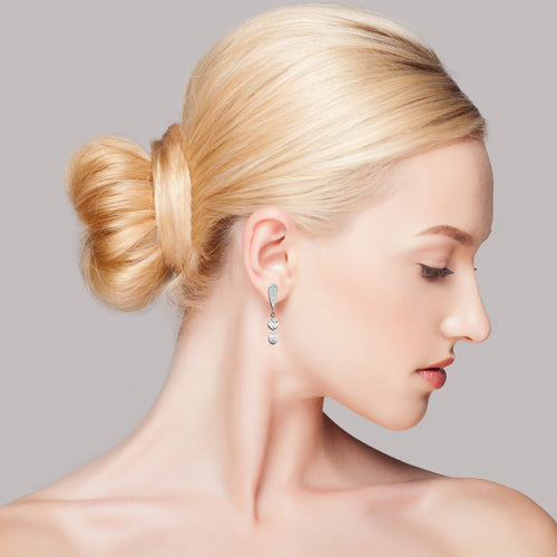 3 CT. Oval and Round Natural Drilled Diamond Drop Earrings