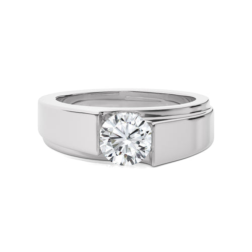 1 1/2 CT. Regal Round Brilliance Solitaire Men's Lab Created Diamond Engagement Band Ring