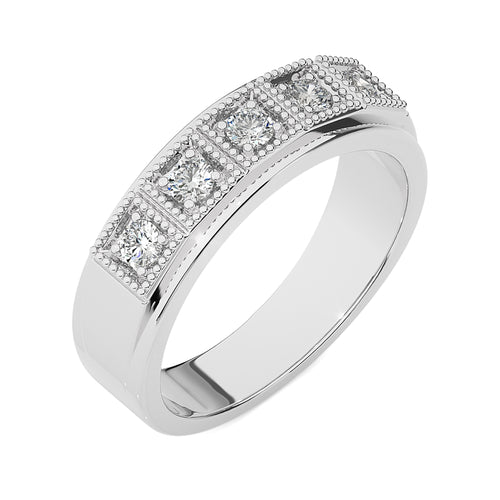 1/2 CT. Retro Half Eternity Classic Men's Round Lab Created Diamond Engagement Band Ring