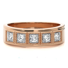 1/2 CT. Retro Half Eternity Classic Men's Round Lab Created Diamond Engagement Band Ring