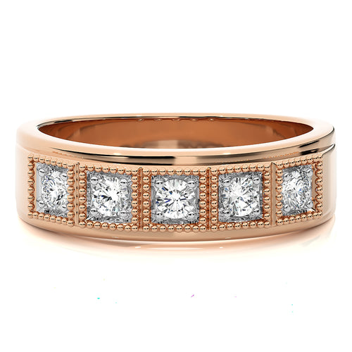 1/2 CT. Retro Half Eternity Classic Men's Round Lab Created Diamond Engagement Band Ring