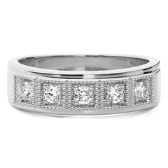 1/2 CT. Retro Half Eternity Classic Men's Round Lab Created Diamond Engagement Band Ring