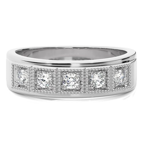 1/2 CT. Retro Half Eternity Classic Men's Round Lab Created Diamond Engagement Band Ring