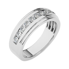 1 CT. Classic Half Eternity Men's Round Lab Created Diamond Engagement Band Ring