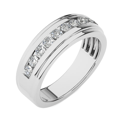 1 CT. Classic Half Eternity Men's Round Lab Created Diamond Engagement Band Ring