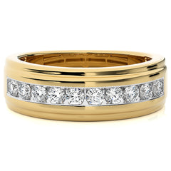 1 CT. Classic Half Eternity Men's Round Lab Created Diamond Engagement Band Ring