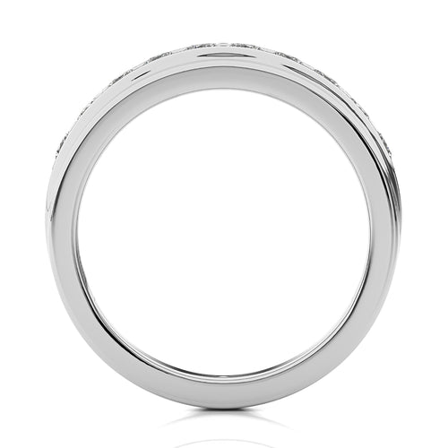 1 CT. Classic Half Eternity Men's Round Lab Created Diamond Engagement Band Ring