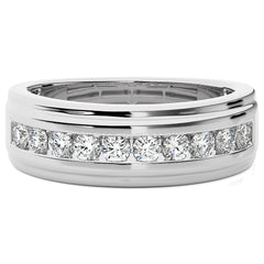 1 CT. Classic Half Eternity Men's Round Lab Created Diamond Engagement Band Ring