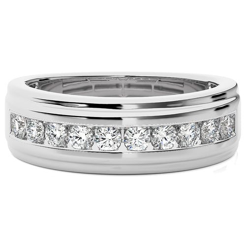 1 CT. Classic Half Eternity Men's Round Lab Created Diamond Engagement Band Ring