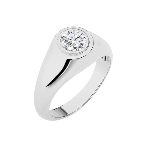 1 CT. Elite Style Newage Solitaire Round Lab Created Diamond Men's Engagement Band Ring