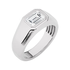 2 CT. Azure Timeless Classic Men's Solitaire Emerald Lab Created Diamond Engagement Band Ring