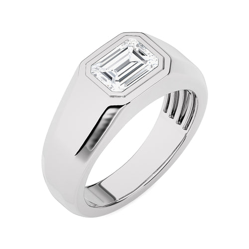 2 CT. Azure Timeless Classic Men's Solitaire Emerald Lab Created Diamond Engagement Band Ring