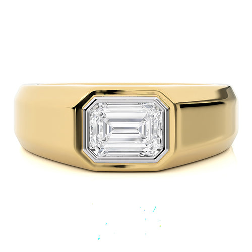 2 CT. Azure Timeless Classic Men's Solitaire Emerald Lab Created Diamond Engagement Band Ring