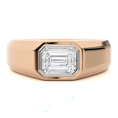 2 CT. Azure Timeless Classic Men's Solitaire Emerald Lab Created Diamond Engagement Band Ring