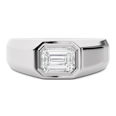 2 CT. Azure Timeless Classic Men's Solitaire Emerald Lab Created Diamond Engagement Band Ring