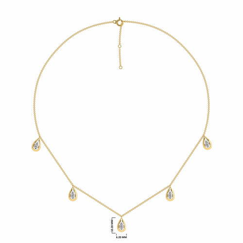 1/2 CT. Lab Created Round Diamond Studded Teardrops Motifs Designer Necklace