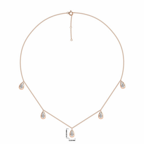 1/2 CT. Lab Created Round Diamond Studded Teardrops Motifs Designer Necklace