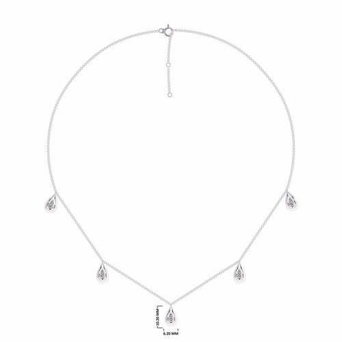 1/2 CT. Lab Created Round Diamond Studded Teardrops Motifs Designer Necklace