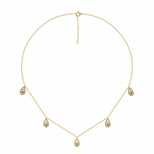 1/2 CT. Lab Created Round Diamond Studded Teardrops Motifs Designer Necklace