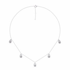 1/2 CT. Lab Created Round Diamond Studded Teardrops Motifs Designer Necklace