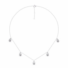 1/2 CT. Lab Created Round Diamond Studded Teardrops Motifs Designer Necklace
