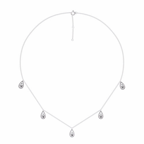 1/2 CT. Lab Created Round Diamond Studded Teardrops Motifs Designer Necklace