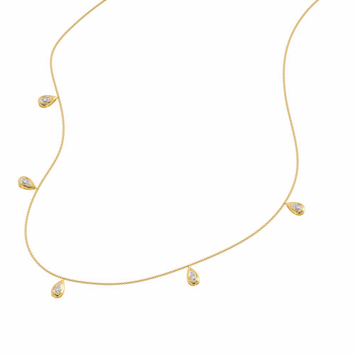 1/2 CT. Lab Created Round Diamond Studded Teardrops Motifs Designer Necklace