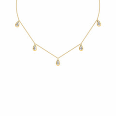 1/2 CT. Lab Created Round Diamond Studded Teardrops Motifs Designer Necklace