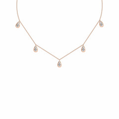 1/2 CT. Lab Created Round Diamond Studded Teardrops Motifs Designer Necklace