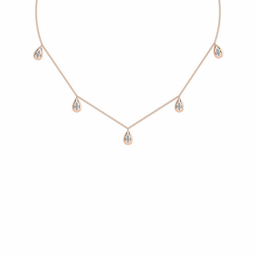 1/2 CT. Lab Created Round Diamond Studded Teardrops Motifs Designer Necklace