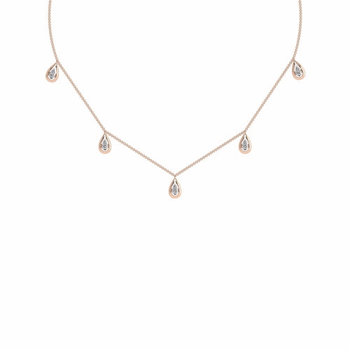 1/2 CT. Lab Created Round Diamond Studded Teardrops Motifs Designer Necklace