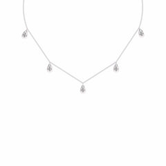 1/2 CT. Lab Created Round Diamond Studded Teardrops Motifs Designer Necklace