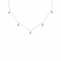 1/2 CT. Lab Created Round Diamond Studded Teardrops Motifs Designer Necklace